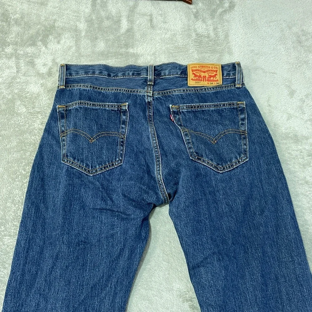 NWOT Levi's 505 Regular Fit Jeans Men's 34x30 Blue 100% Cotton Straight Leg